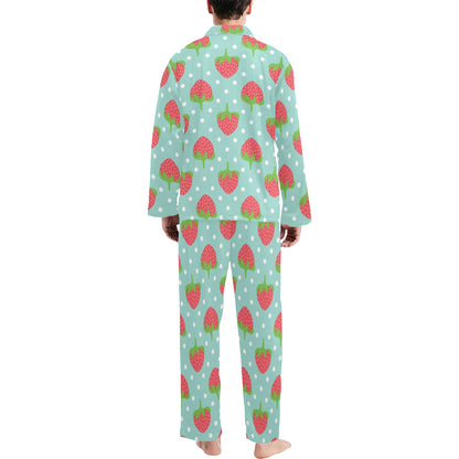 Strawberry Pattern Print Design SB06 Men's Long Pajama Set