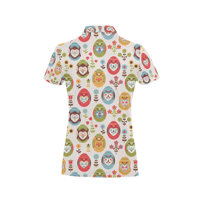 Easter Eggs Pattern Print Design RB011 Women's Polo Shirt