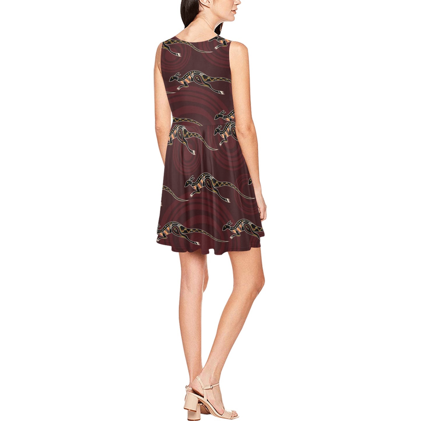 Kangaroos Pattern Print Design 05 Sleeveless Dress