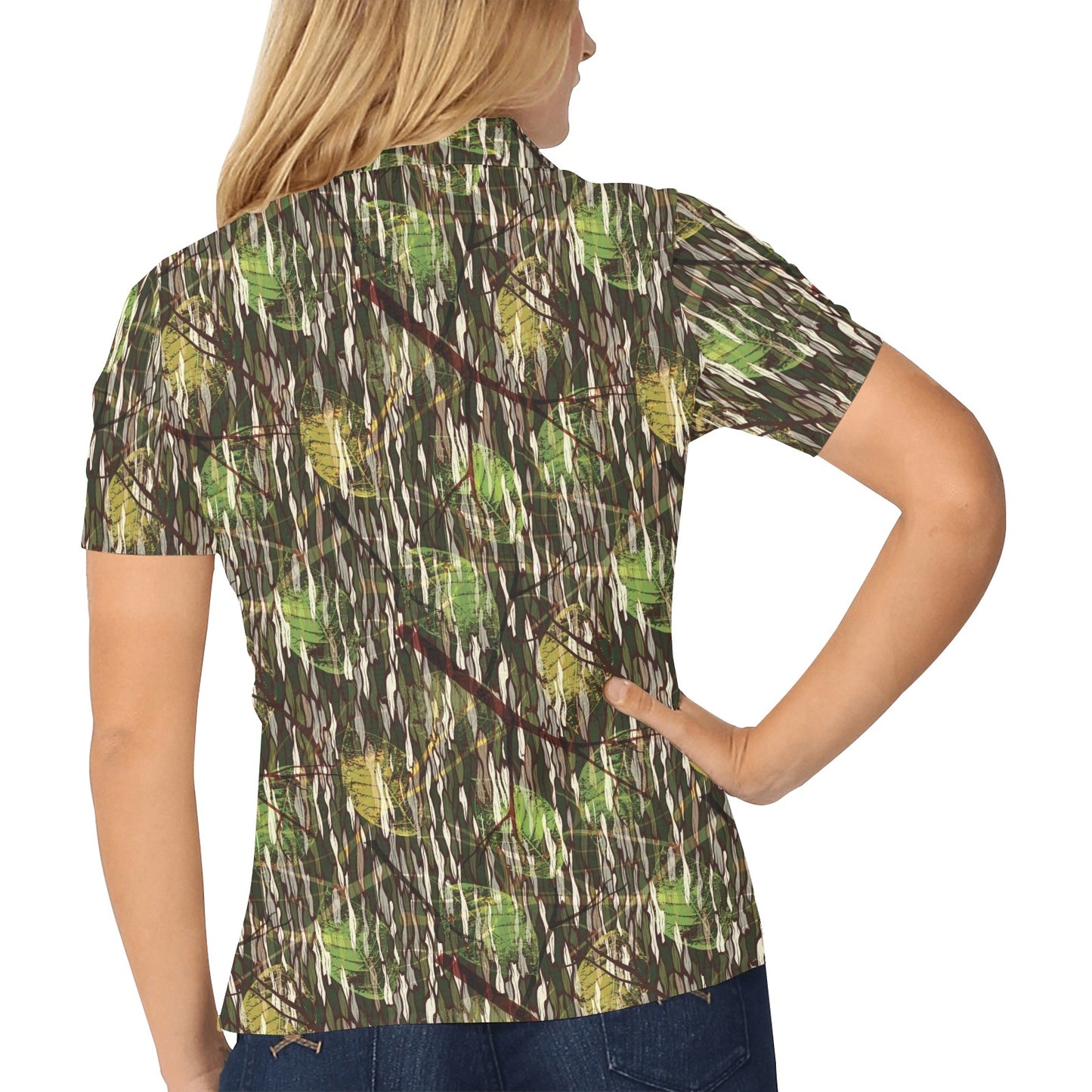 Camouflage Realtree Pattern Print Design 02 Women's Polo Shirt