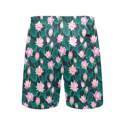 Water Lily Print Design LKS302 Men's Swim Trunks Beach Shorts