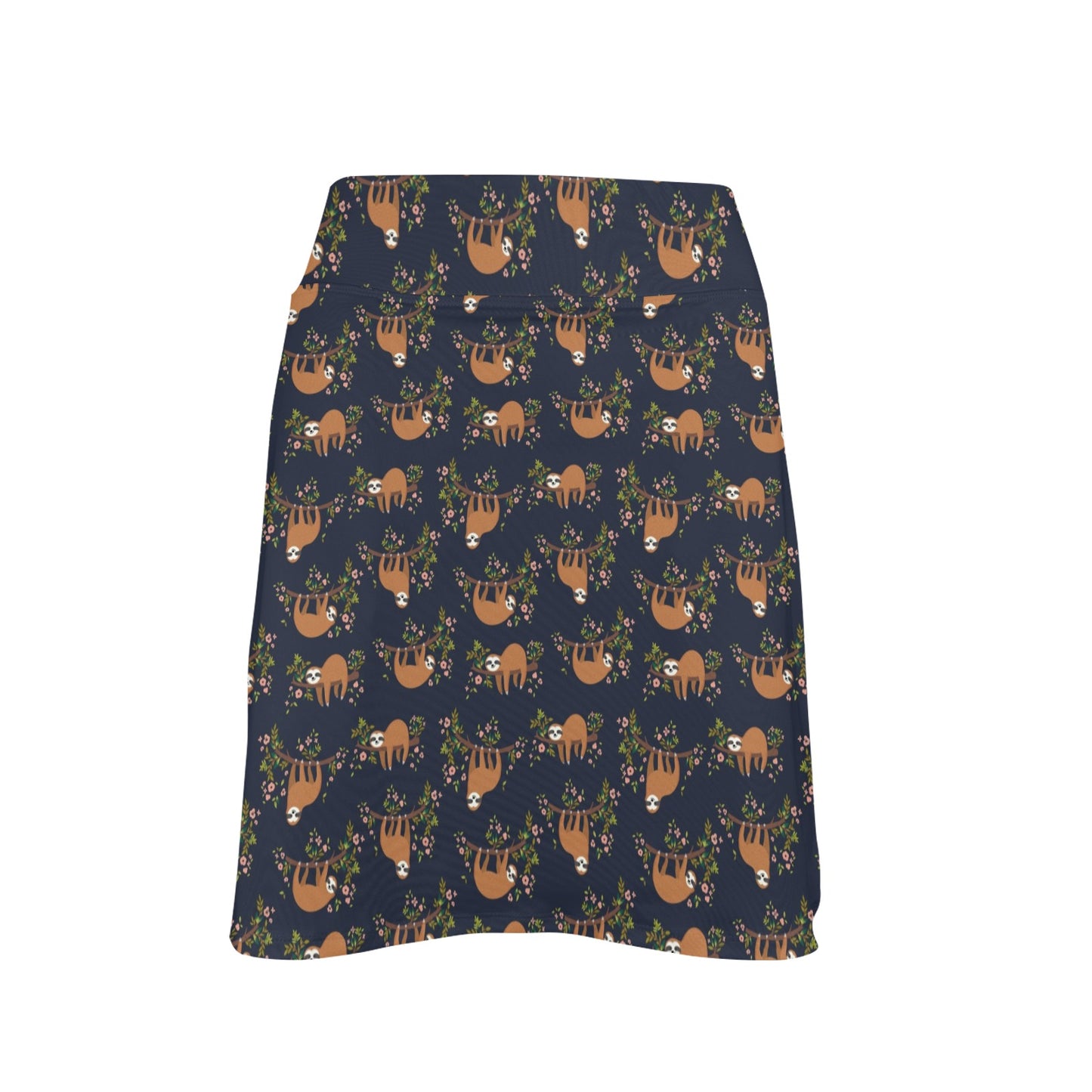 Sloth flower Design Themed Print 17" Golf & Pickleball Skort with Pockets