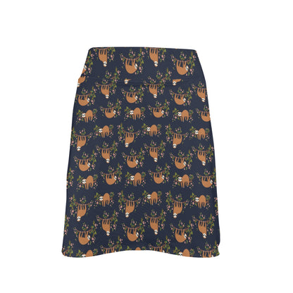 Sloth flower Design Themed Print 17" Golf & Pickleball Skort with Pockets