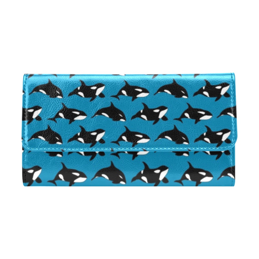 Whale Print Design LKS304 Women's Trifold Wallet