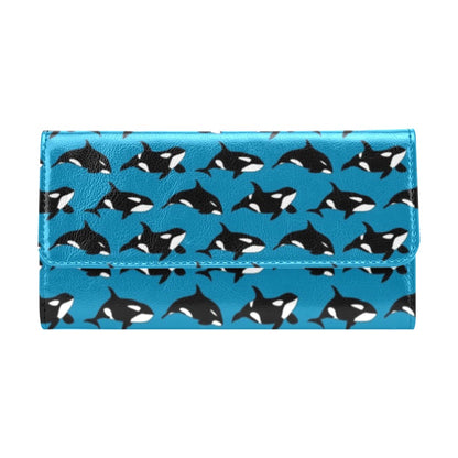 Whale Print Design LKS304 Women's Trifold Wallet