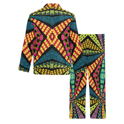 Kaleidoscope Pattern Print Design 05 Men's Long Pajama Set