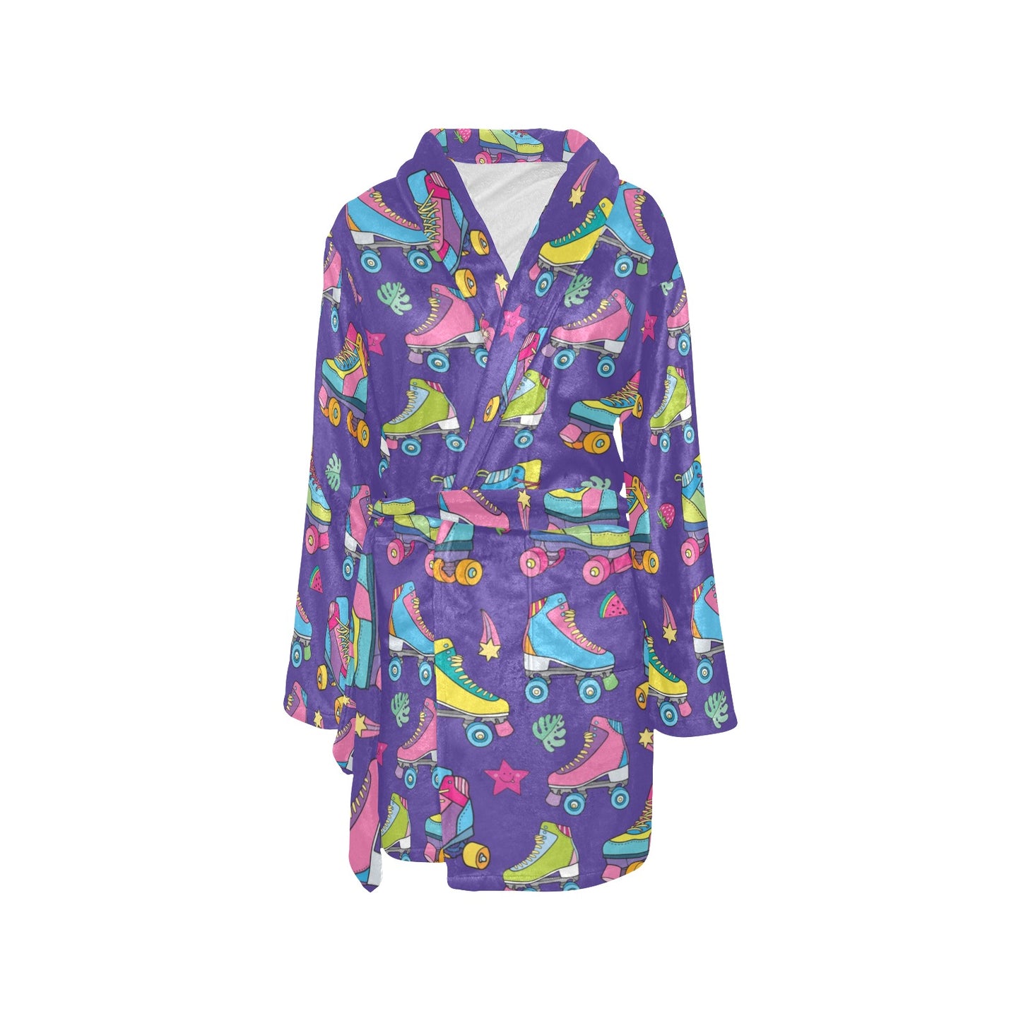 Roller skate Colorful Pattern Print Design A05 Women's Fleece Robe
