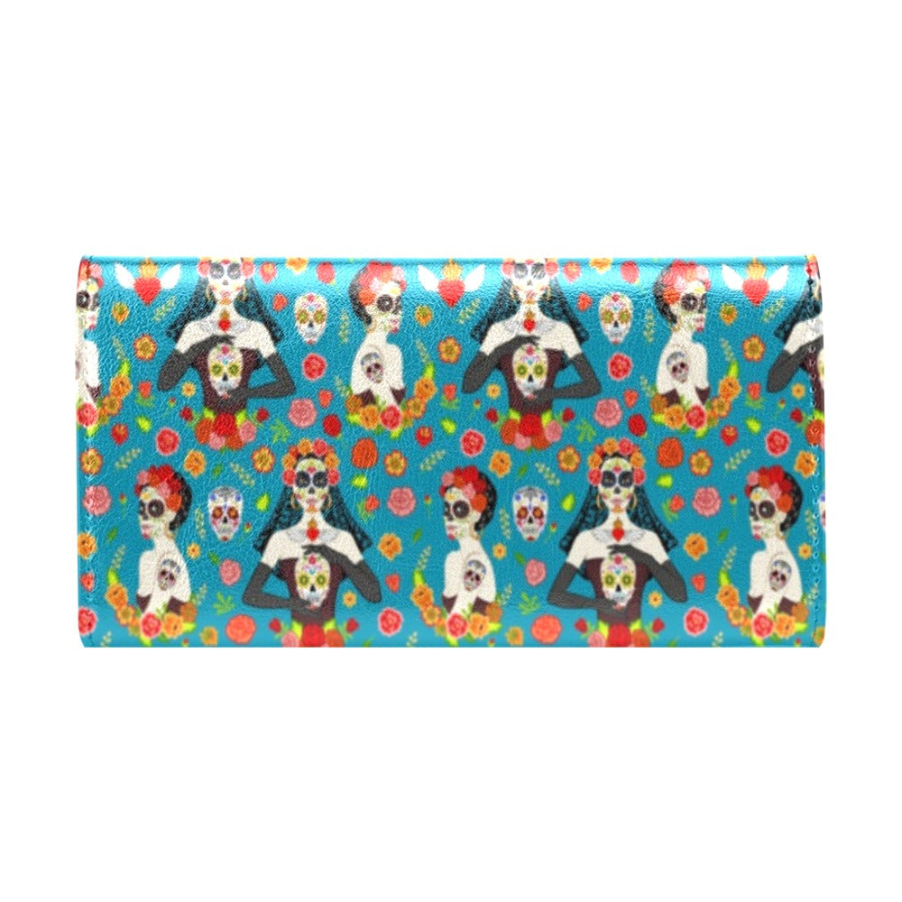 Day of the Dead Old School Girl Design Women's Trifold Wallet