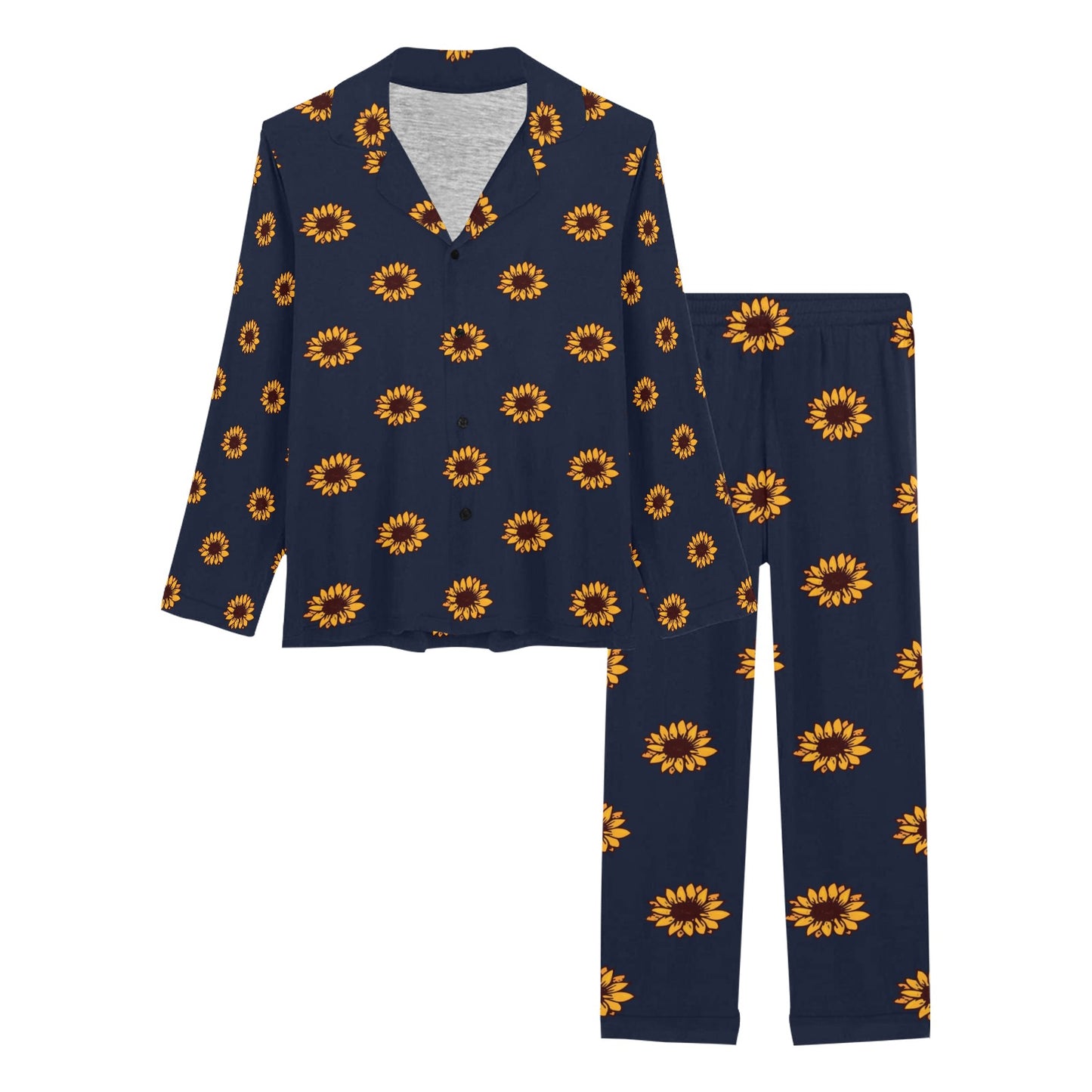 Sunflower Print Design LKS304 Women's Long Pajama Set