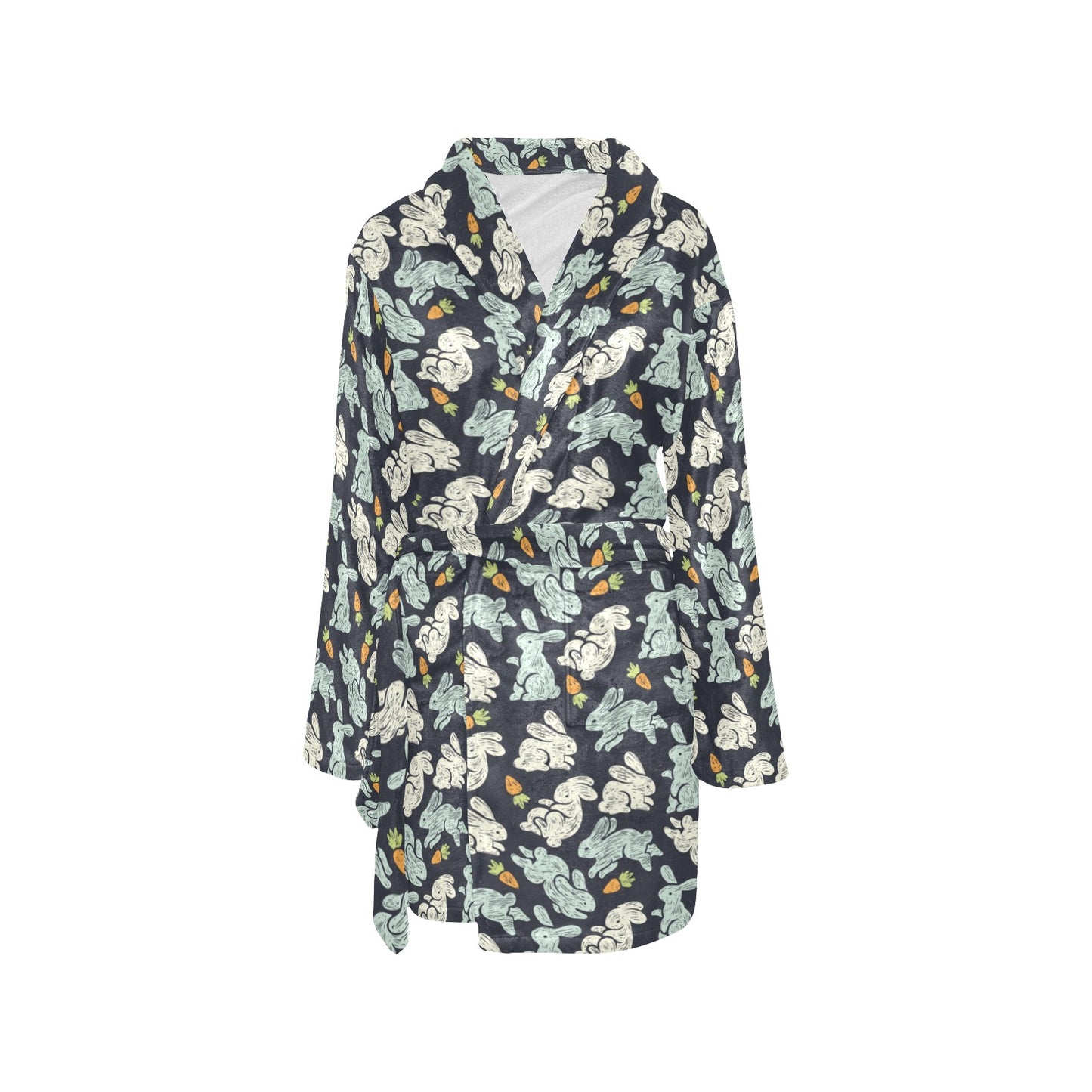 Bunny Pattern Print Design 04 Women's Fleece Robe