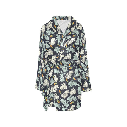 Bunny Pattern Print Design 04 Women's Fleece Robe