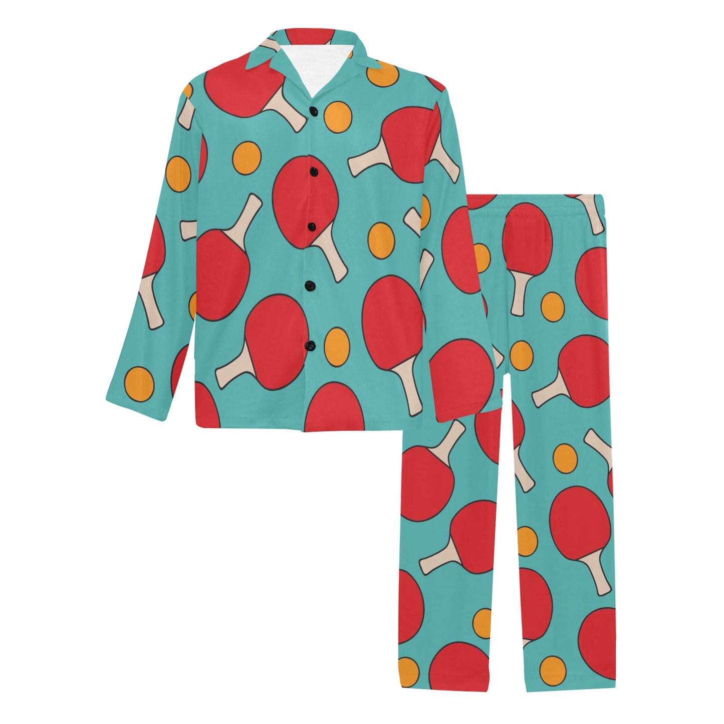 Ping Pong Pattern Print Design A01 Men's Long Pajama Set
