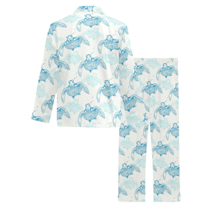 Sea Turtle Pattern Print Design T01 Men's Long Pajama Set