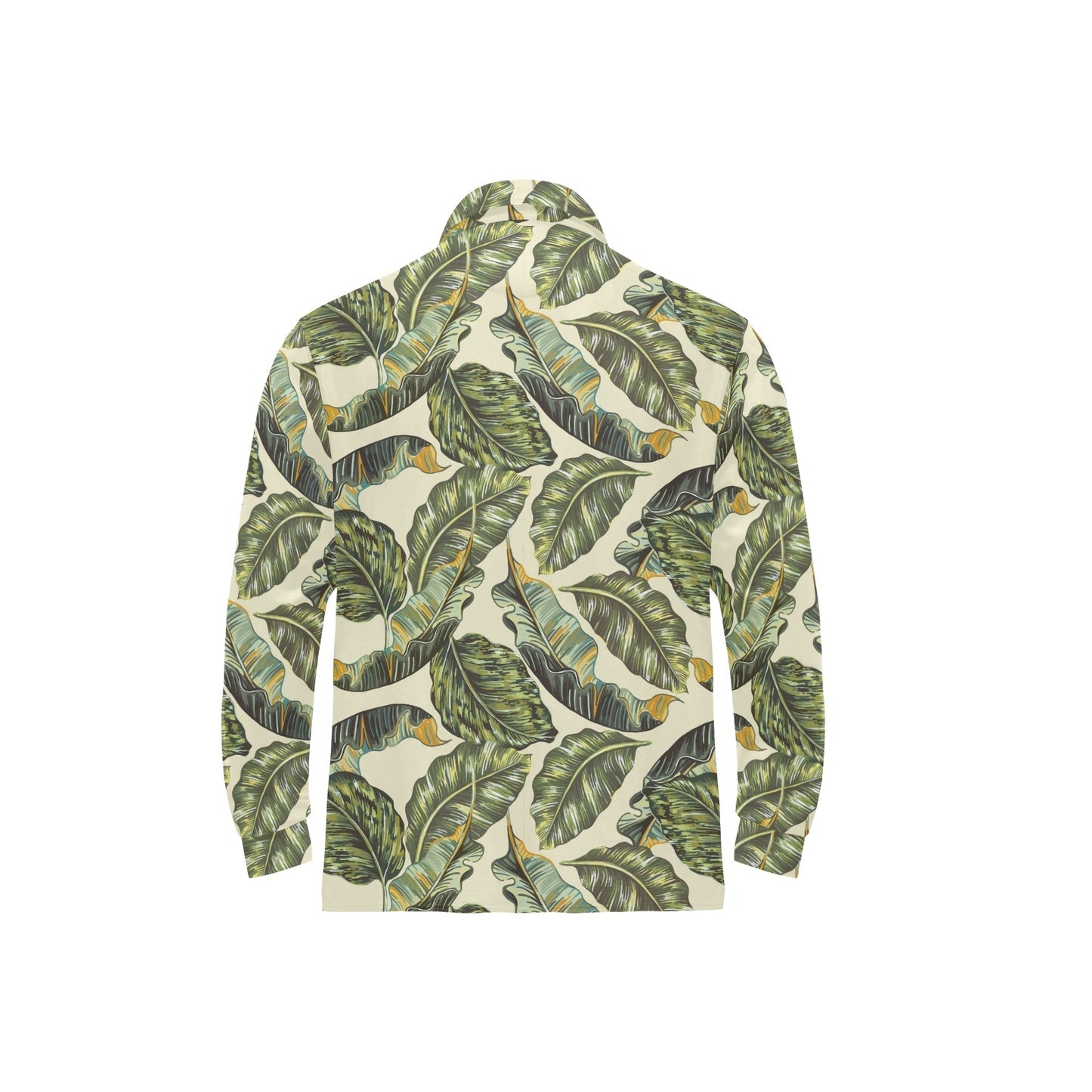 Banana Leaf Pattern Print Design BL08 Long Sleeve Polo Shirt For Men's