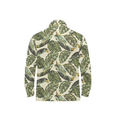 Banana Leaf Pattern Print Design BL08 Long Sleeve Polo Shirt For Men's