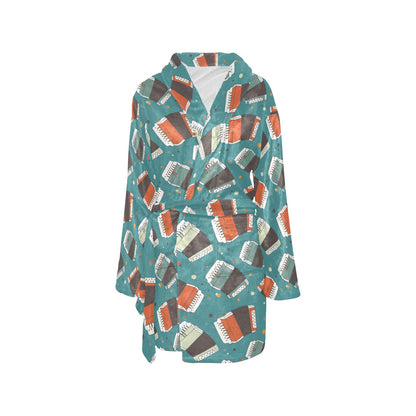 Accordion Pattern Print Design 02 Women's Fleece Robe