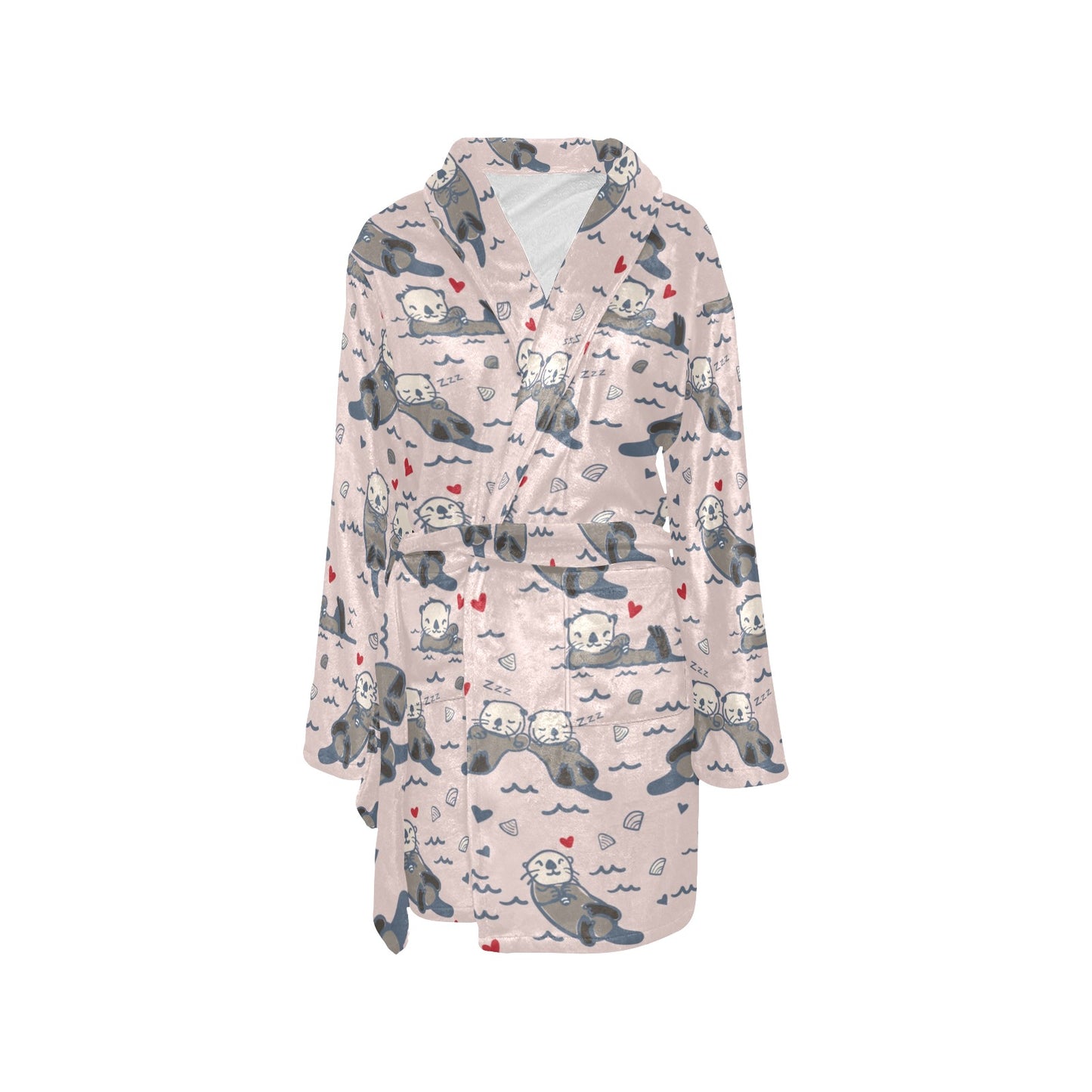 Sea Otter Pattern Print Design 02 Women's Fleece Robe