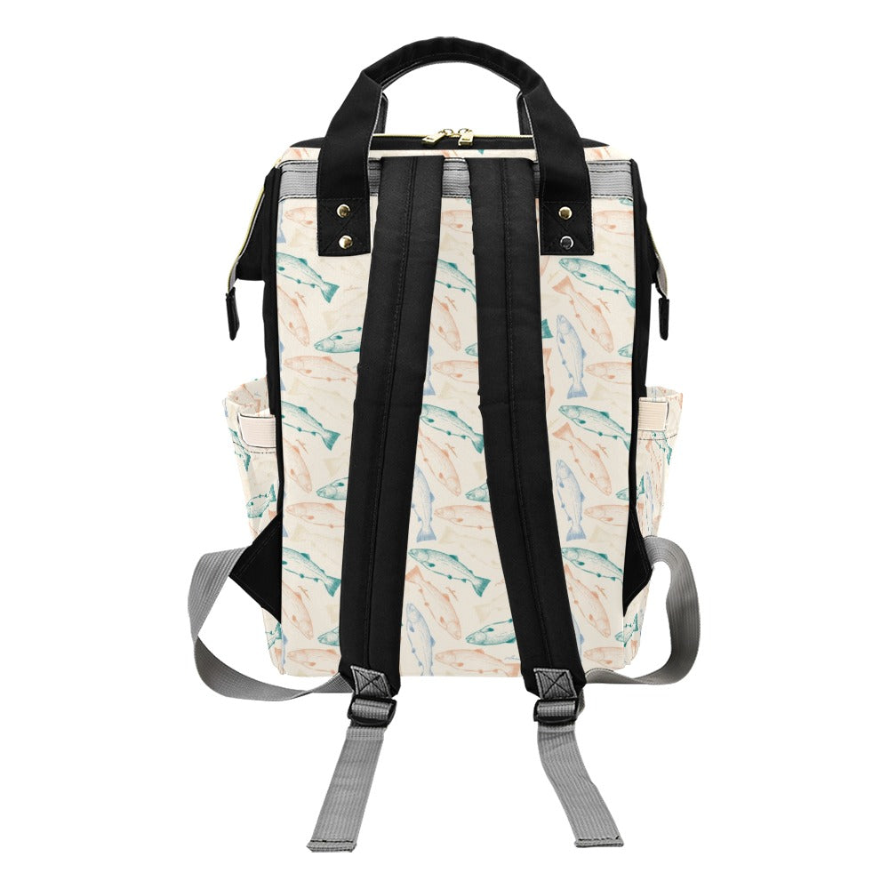 Salmon Fish Print Design LKS305 Diaper Bag Backpack