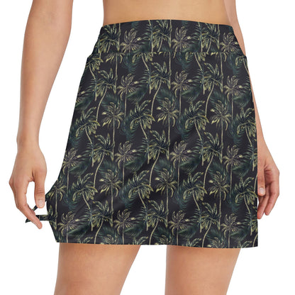 Palm Tree Background Design Print 17" Golf & Pickleball Skort with Pockets