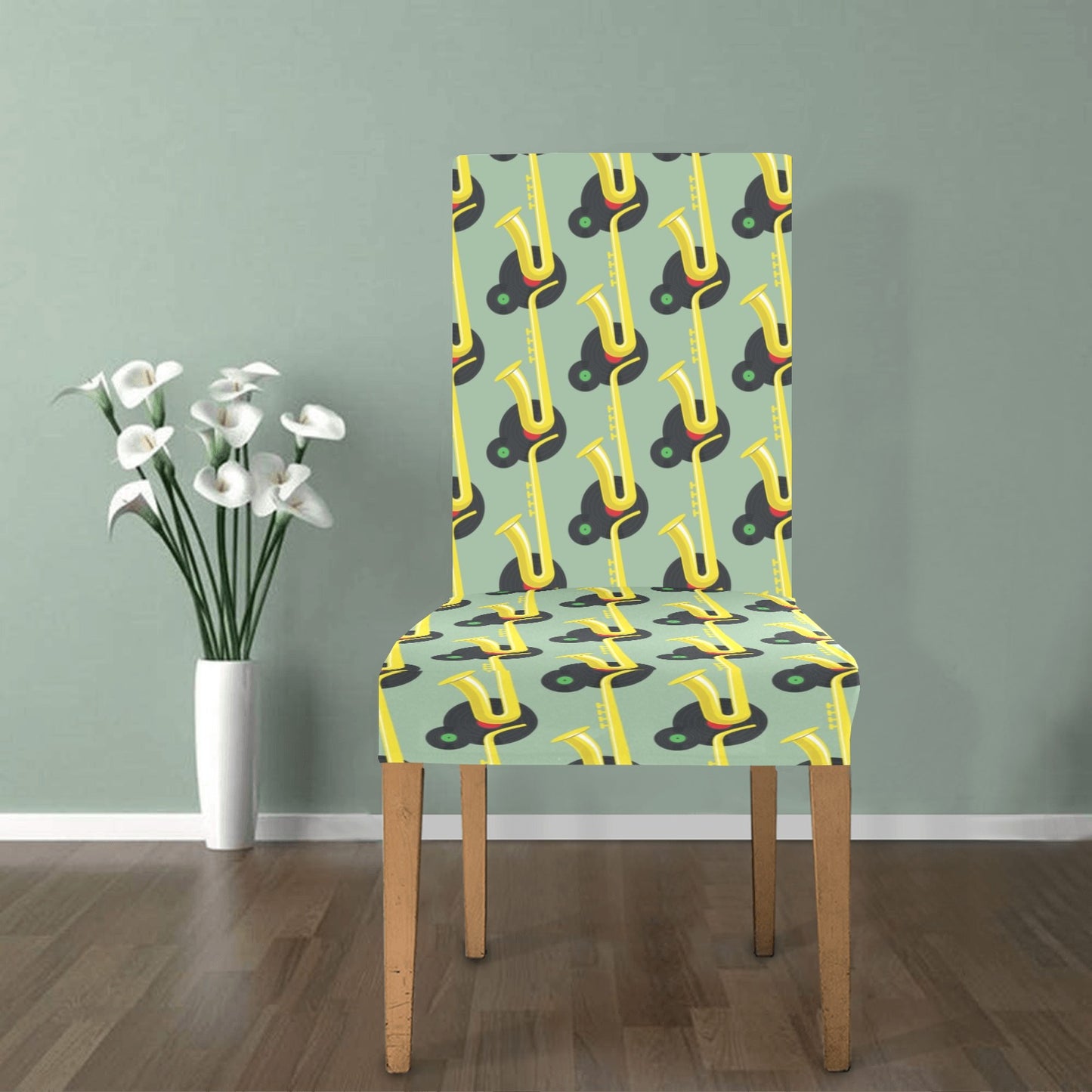 Saxophone Print Design LKS405 Dining Chair Slipcover