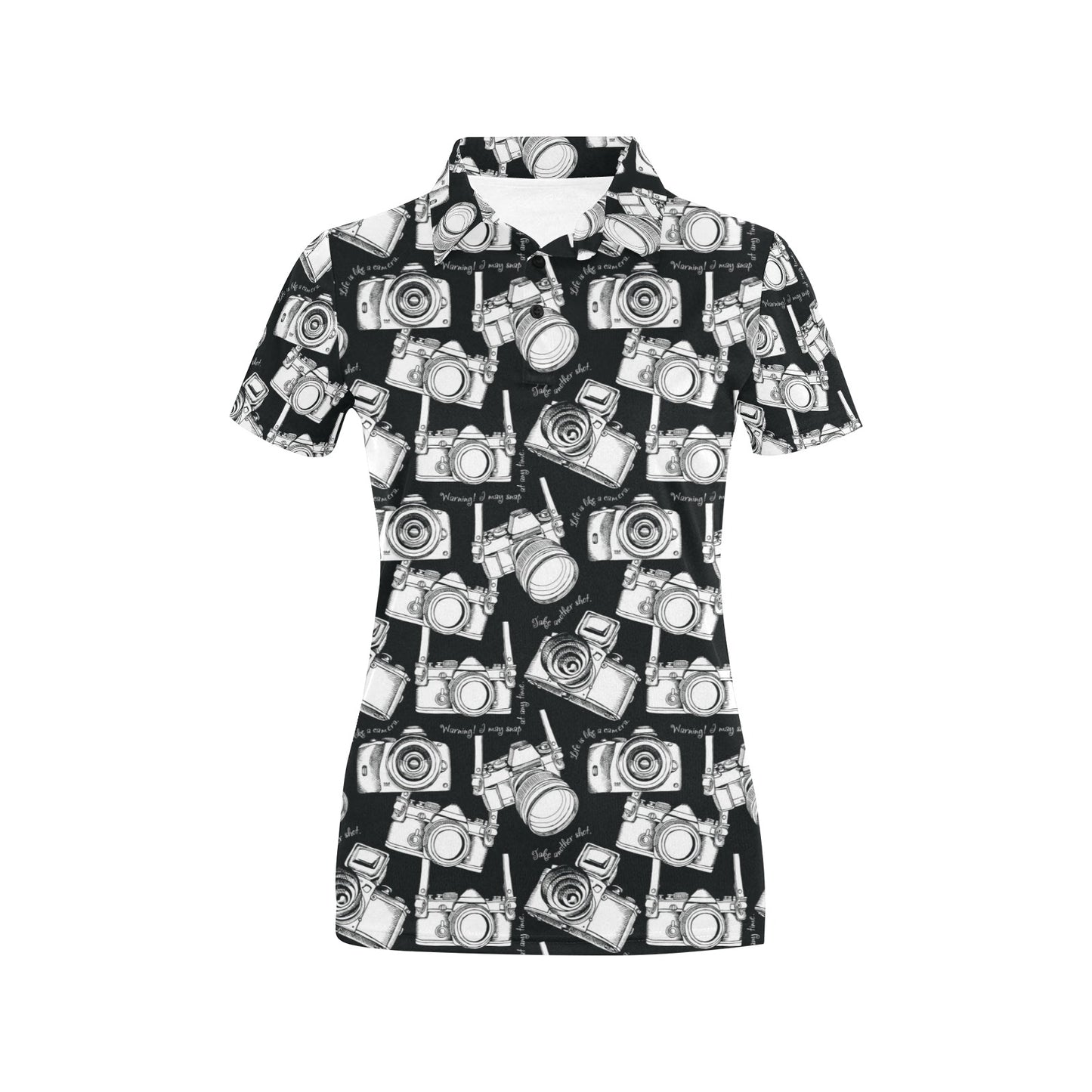 Camera Pattern Print Design 01 Women's Polo Shirt