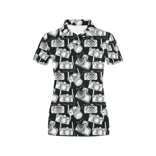 Camera Pattern Print Design 01 Women's Polo Shirt