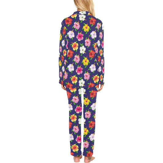 Hibiscus Colorful Print Design LKS301 Women's Long Pajama Set