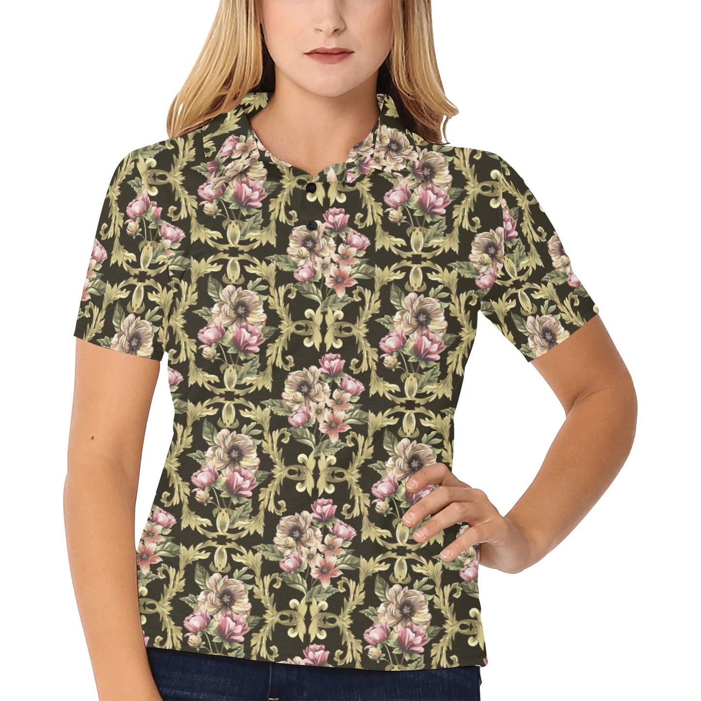 Baroque Pattern Print Design 02 Women's Polo Shirt