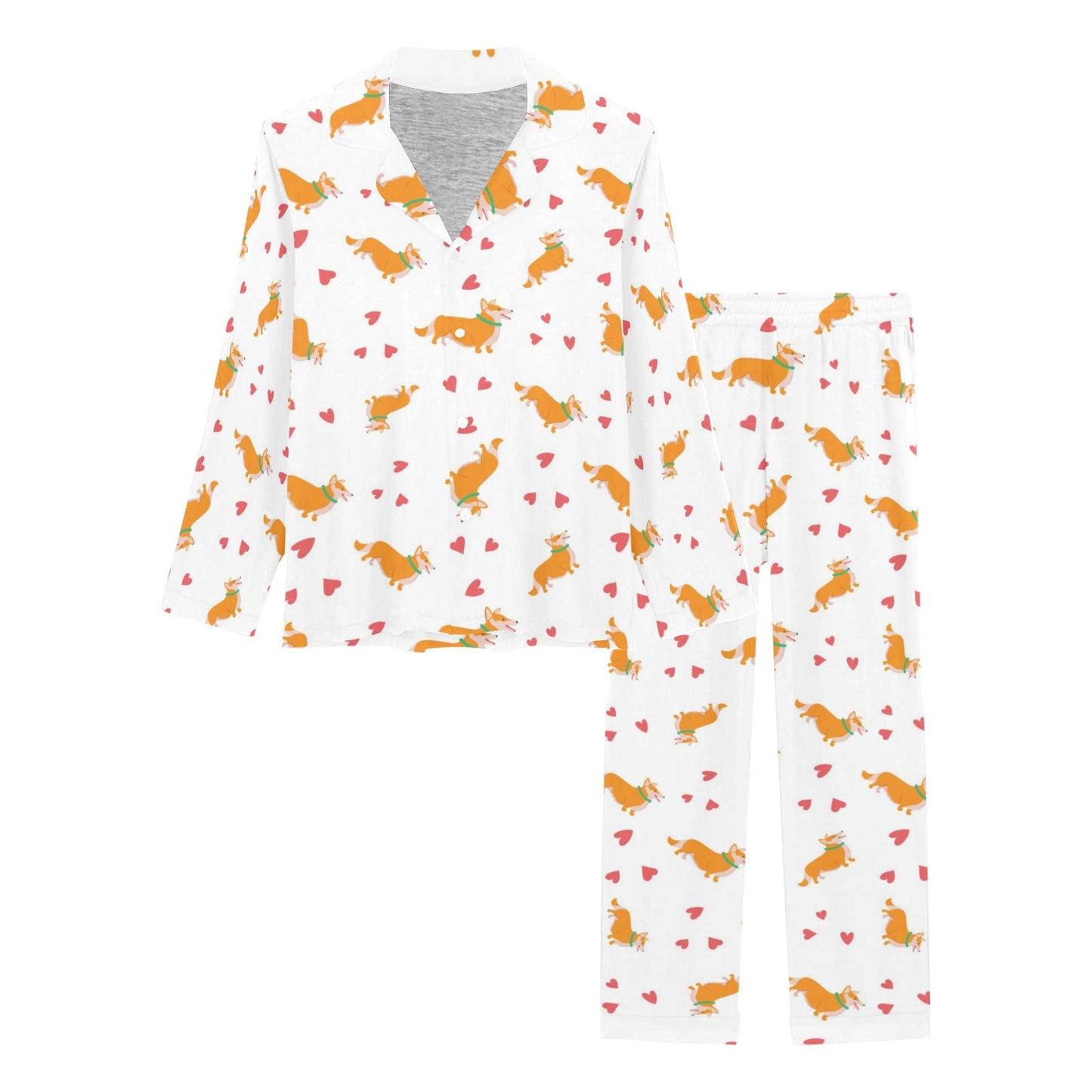 Cardigan Welsh Corgis Pattern Print Design 04 Women's Long Pajama Set