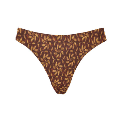 Agricultural Brown Wheat Print Pattern Women's Thongs