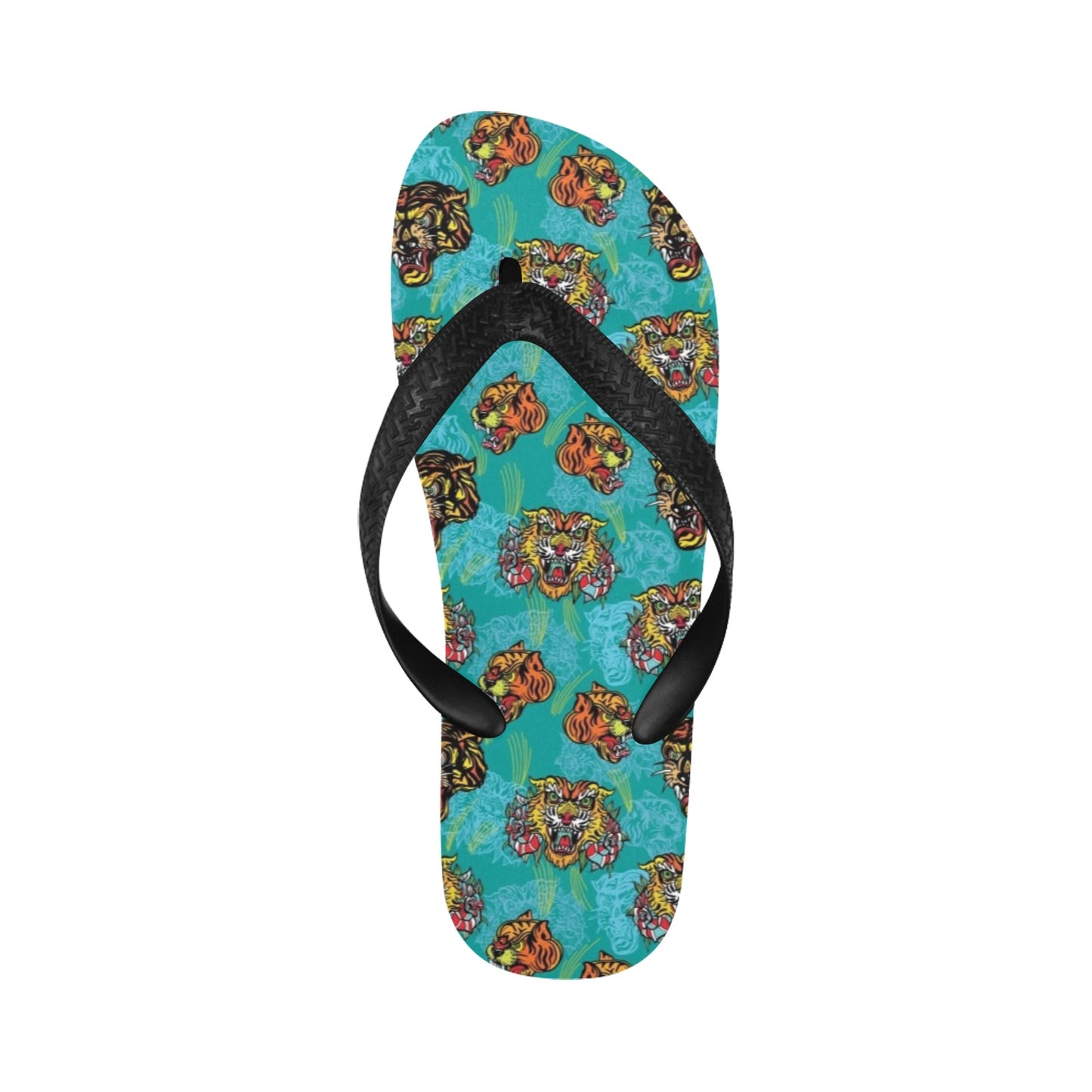 Tattoo Tiger Head Print Design LKS304 Flip Flops