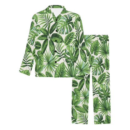 Tropical Flower Pattern Print Design TF013 Men's Long Pajama Set