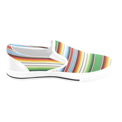 Serape Print Design LKS302 White Slip Ons Canvas Women's Shoes