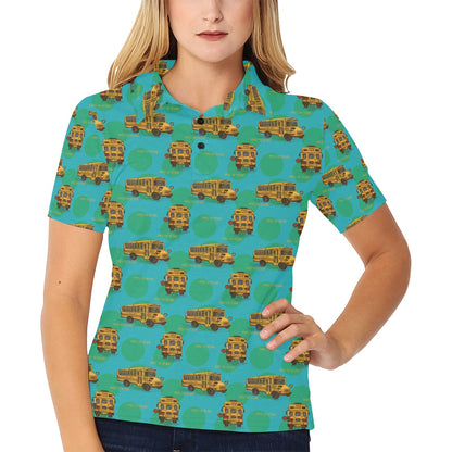 School Bus Print Design LKS308 Women's Polo Shirt