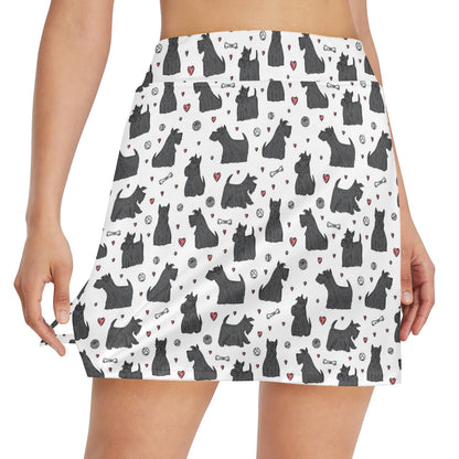 Scottish Terriers Print Design LKS3015 17" Golf & Pickleball Skort with Pockets