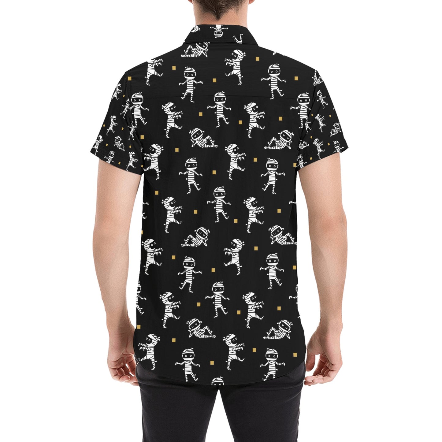 Mummy Cute Print Design LKS301 Men Short Sleeve Button Up Shirt