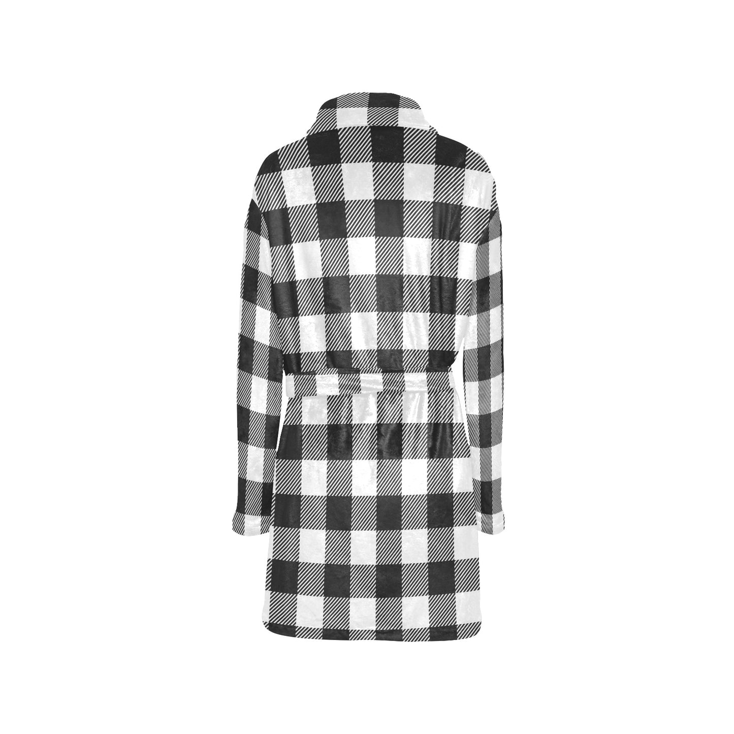 Buffalo check Black white Pattern Print Design 04 Women's Fleece Robe