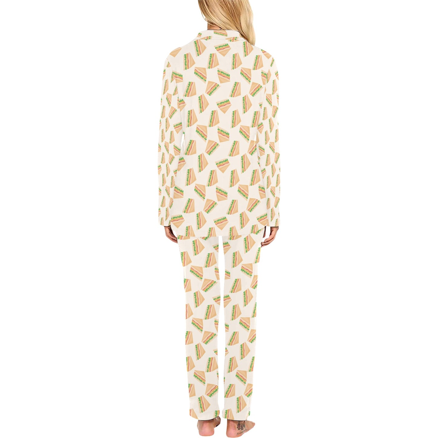 Sandwich Print Design LKS301 Women's Long Pajama Set