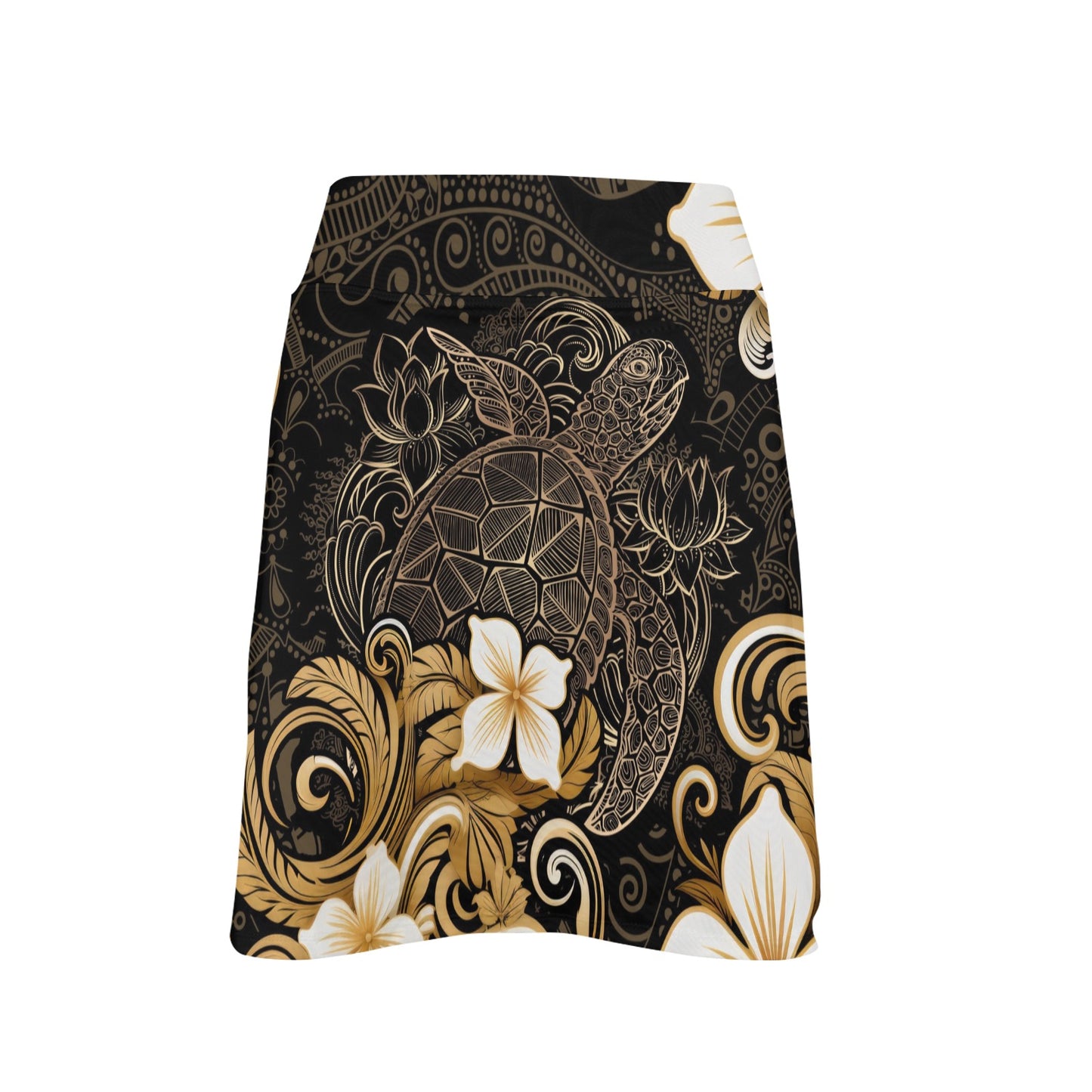 Polynesian Plumeria Sea Turtle 17" Golf & Pickleball Skort with Pockets