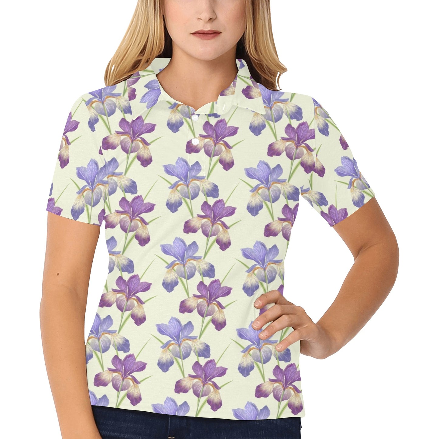 Iris Pattern Print Design IR08 Women's Polo Shirt