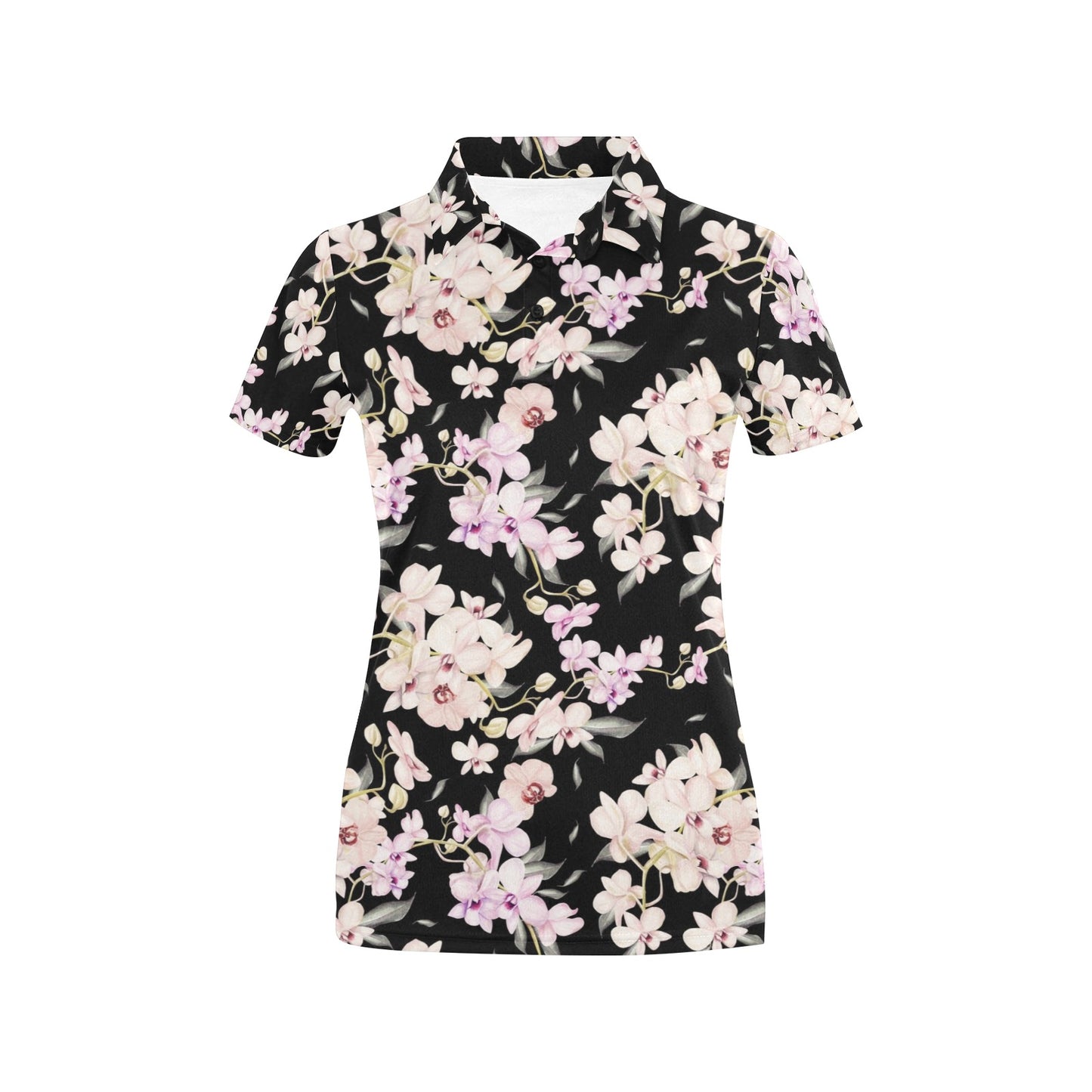 Orchid White Pattern Print Design OR03 Women's Polo Shirt