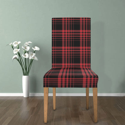 Tartan Red Black Print Design LKS303 Dining Chair Slipcover
