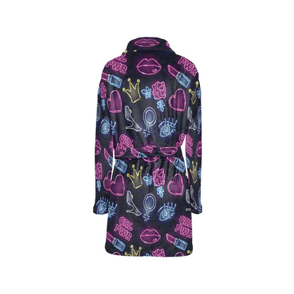 Lipstick Neon Pattern Print Design 02 Women's Fleece Robe