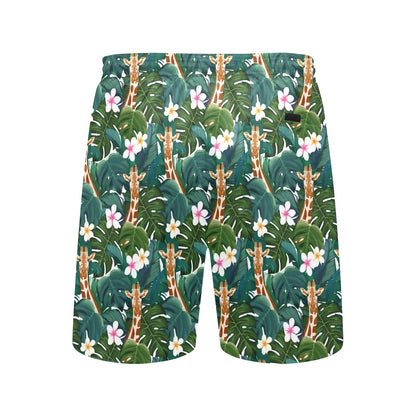 Giraffe Jungle Design Print Men's Swim Trunks Beach Shorts