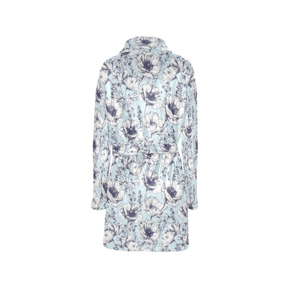 Anemone Pattern Print Design 02 Women's Fleece Robe
