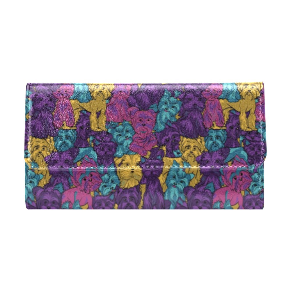 Yorkshire Terriers Print Design LKS3010 Women's Trifold Wallet