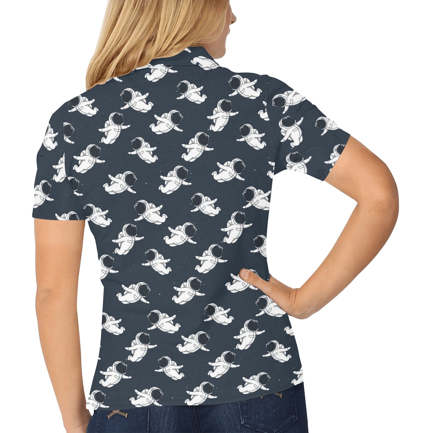Astronaut Pattern Print Design 02 Women's Polo Shirt