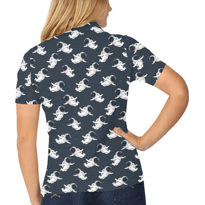 Astronaut Pattern Print Design 02 Women's Polo Shirt