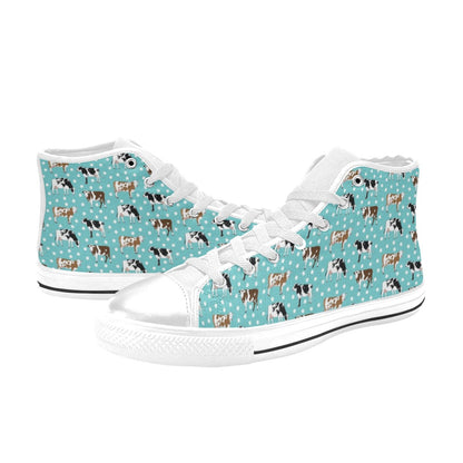 Cattle Print Design LKS405 Men's High Top Canvas Shoes