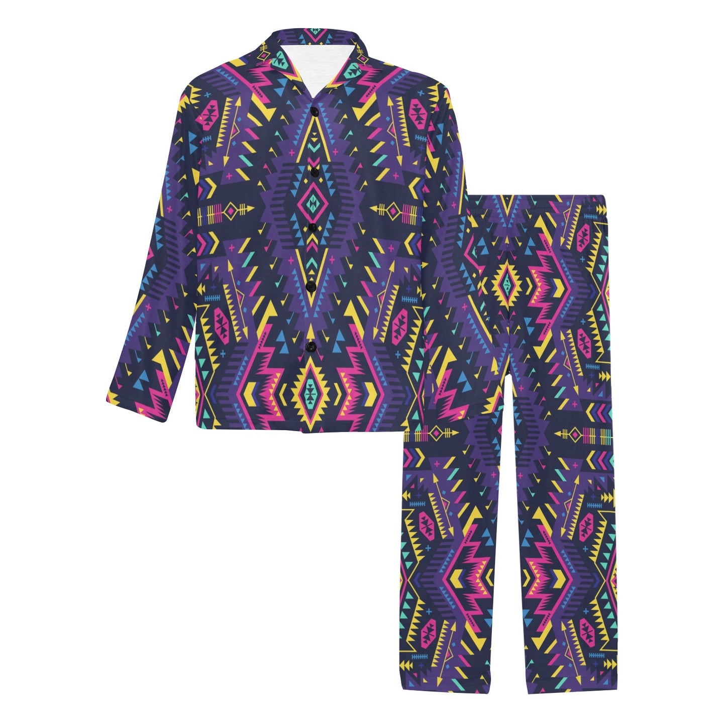 Aztec Pattern Print Design 07 Men's Long Pajama Set